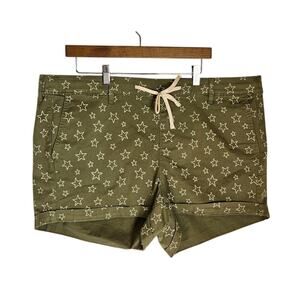Torrid Feel the Fit Cotton Shorts 2 = 18 Army Green Drawstring Stars Utility